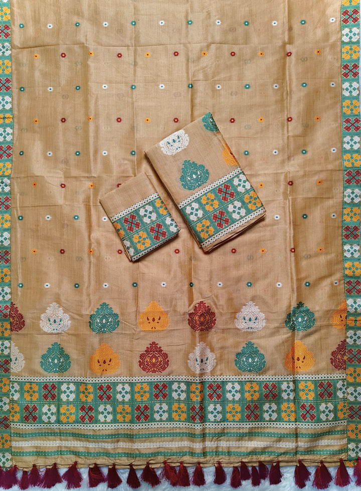 Ready-To-Wear Fixed Pari King Khap Bhagalpuri Art Toss* Mekhela Sador