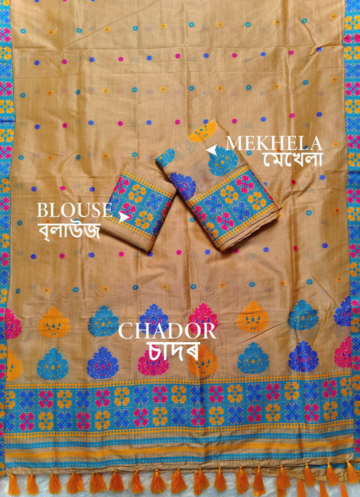 Ready-To-Wear Fixed Pari King Khap Bhagalpuri Art Toss* Mekhela Sador
