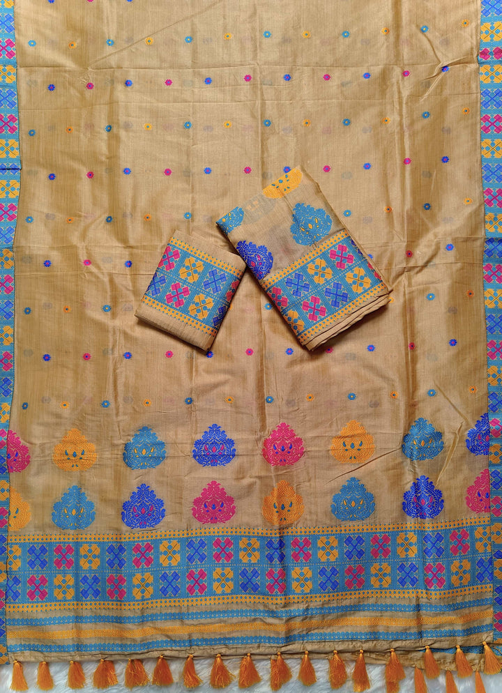 Ready-To-Wear Fixed Pari King Khap Bhagalpuri Art Toss* Mekhela Sador