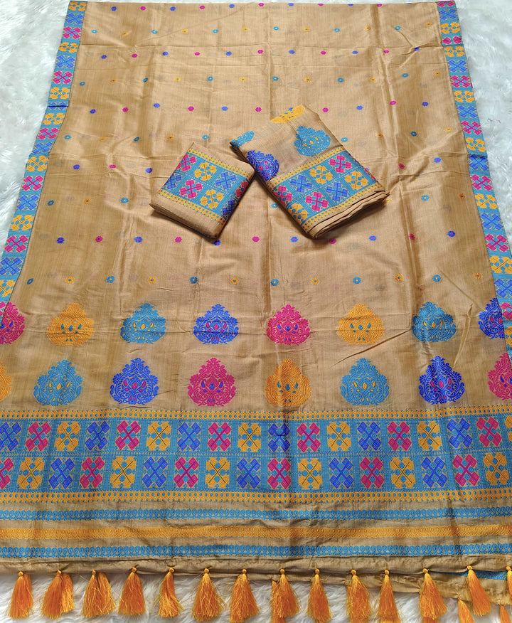 Ready-To-Wear Fixed Pari King Khap Bhagalpuri Art Toss* Mekhela Sador