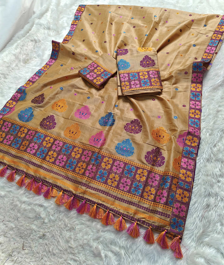 Ready-To-Wear Fixed Pari King Khap Bhagalpuri Art Toss* Mekhela Sador