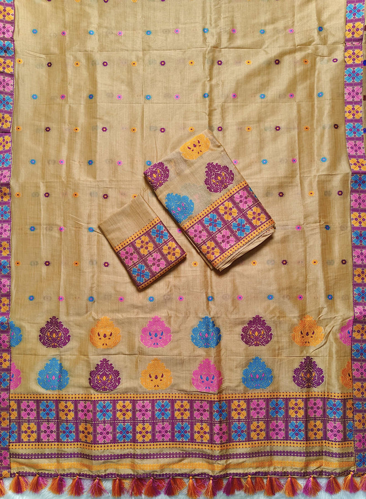 Ready-To-Wear Fixed Pari King Khap Bhagalpuri Art Toss* Mekhela Sador