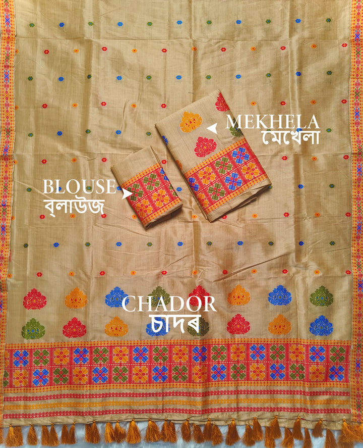 Ready-To-Wear Fixed Pari King Khap Bhagalpuri Art Toss* Mekhela Sador