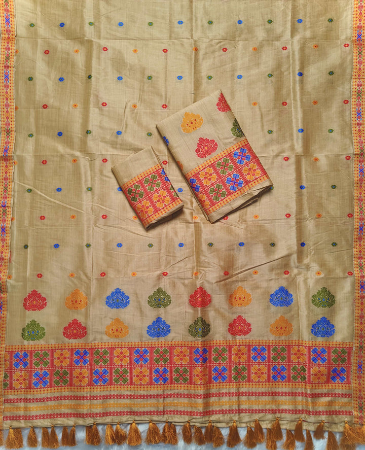 Ready-To-Wear Fixed Pari King Khap Bhagalpuri Art Toss* Mekhela Sador