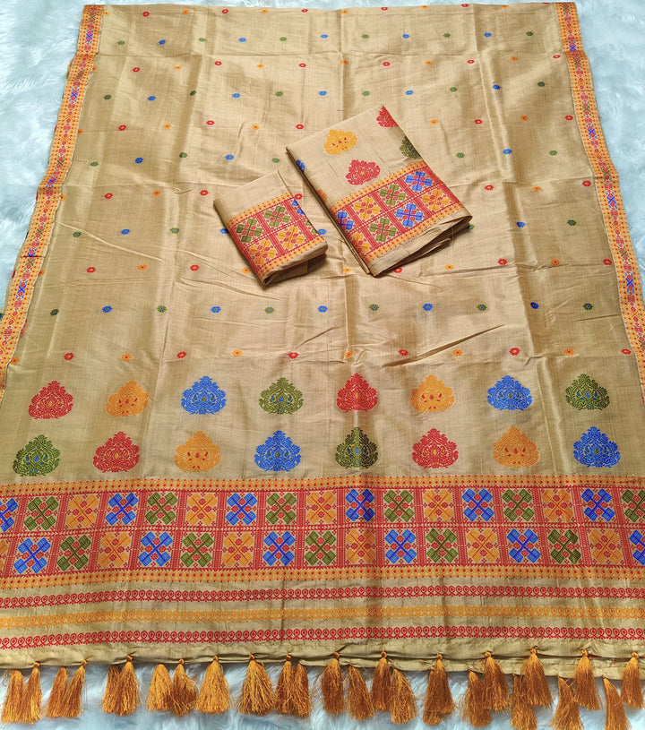 Ready-To-Wear Fixed Pari King Khap Bhagalpuri Art Toss* Mekhela Sador