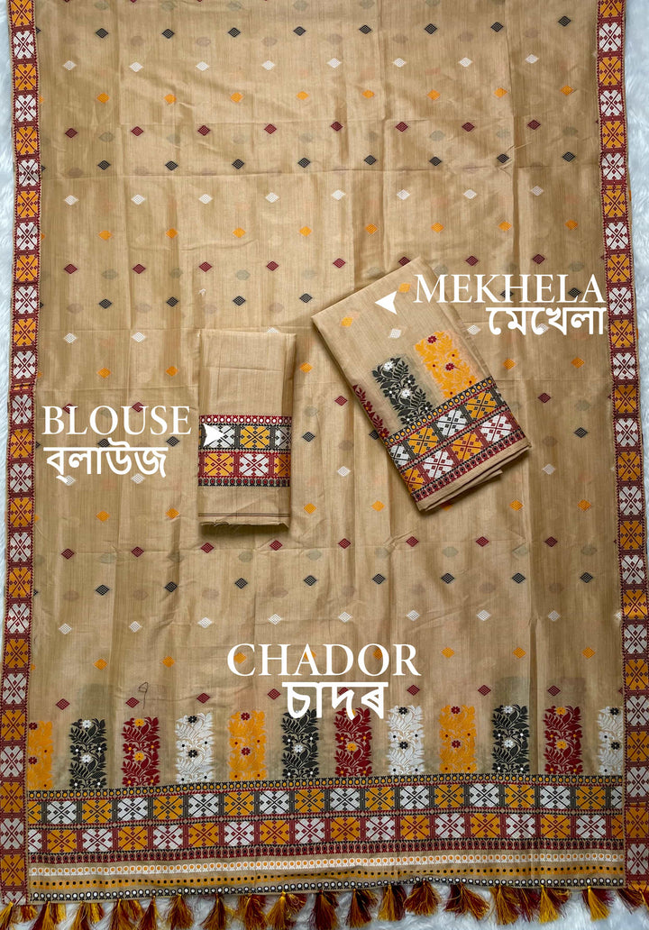 Ready-To-Wear Fixed Pari Bhagalpuri Art Toss* Mekhela Sador