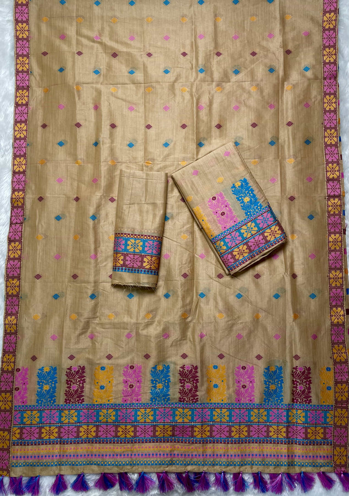 Ready-To-Wear Fixed Pari Bhagalpuri Art Toss* Mekhela Sador