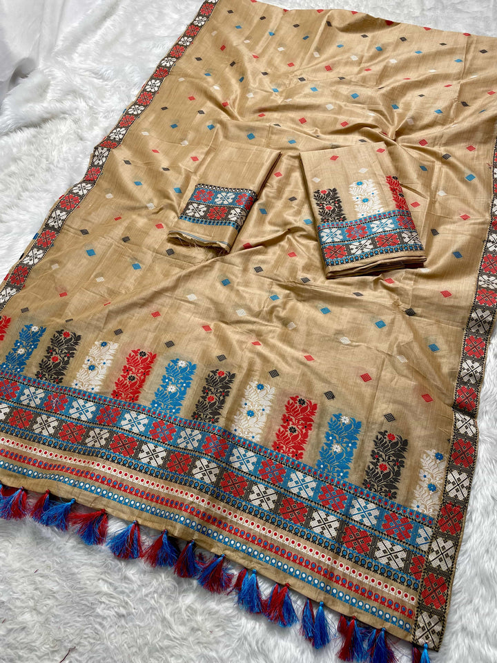 Ready-To-Wear Fixed Pari Bhagalpuri Art Toss* Mekhela Sador