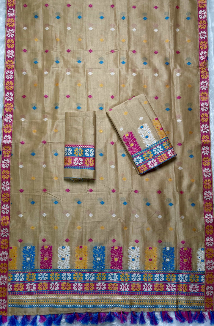 Ready-To-Wear Fixed Pari Bhagalpuri Art Toss* Mekhela Sador