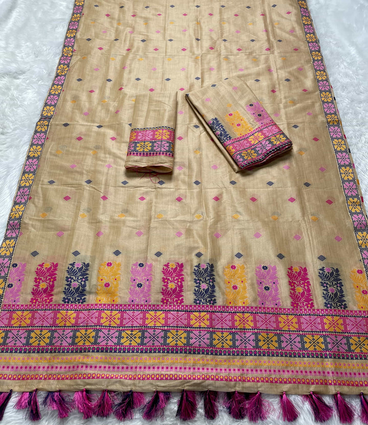 Ready-To-Wear Fixed Pari Bhagalpuri Art Toss* Mekhela Sador