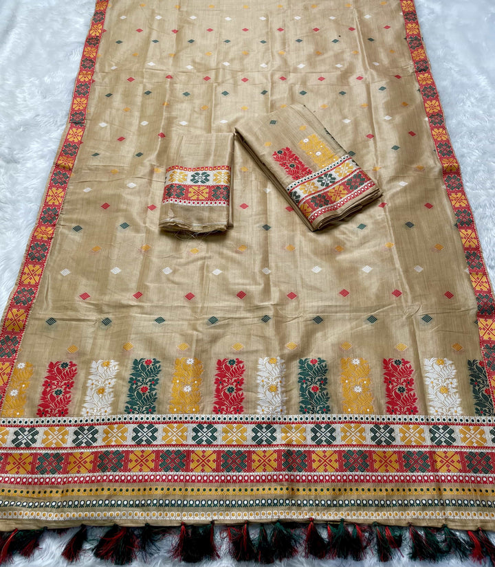 Ready-To-Wear Fixed Pari Bhagalpuri Art Toss* Mekhela Sador