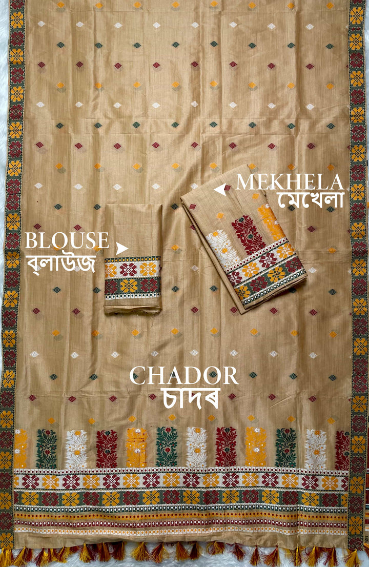 Ready-To-Wear Fixed Pari Bhagalpuri Art Toss* Mekhela Sador