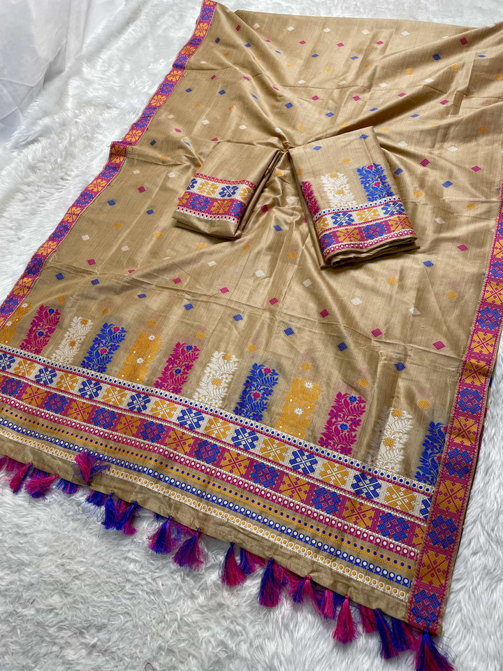 Ready-To-Wear Fixed Pari Bhagalpuri Art Toss* Mekhela Sador