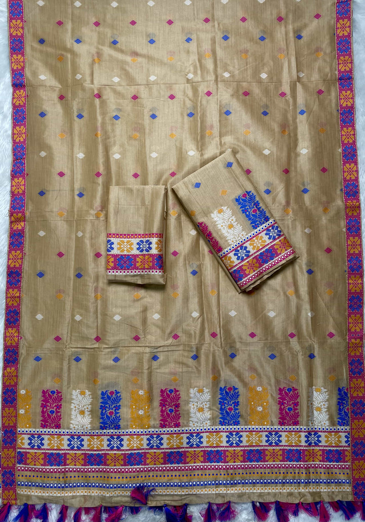 Ready-To-Wear Fixed Pari Bhagalpuri Art Toss* Mekhela Sador
