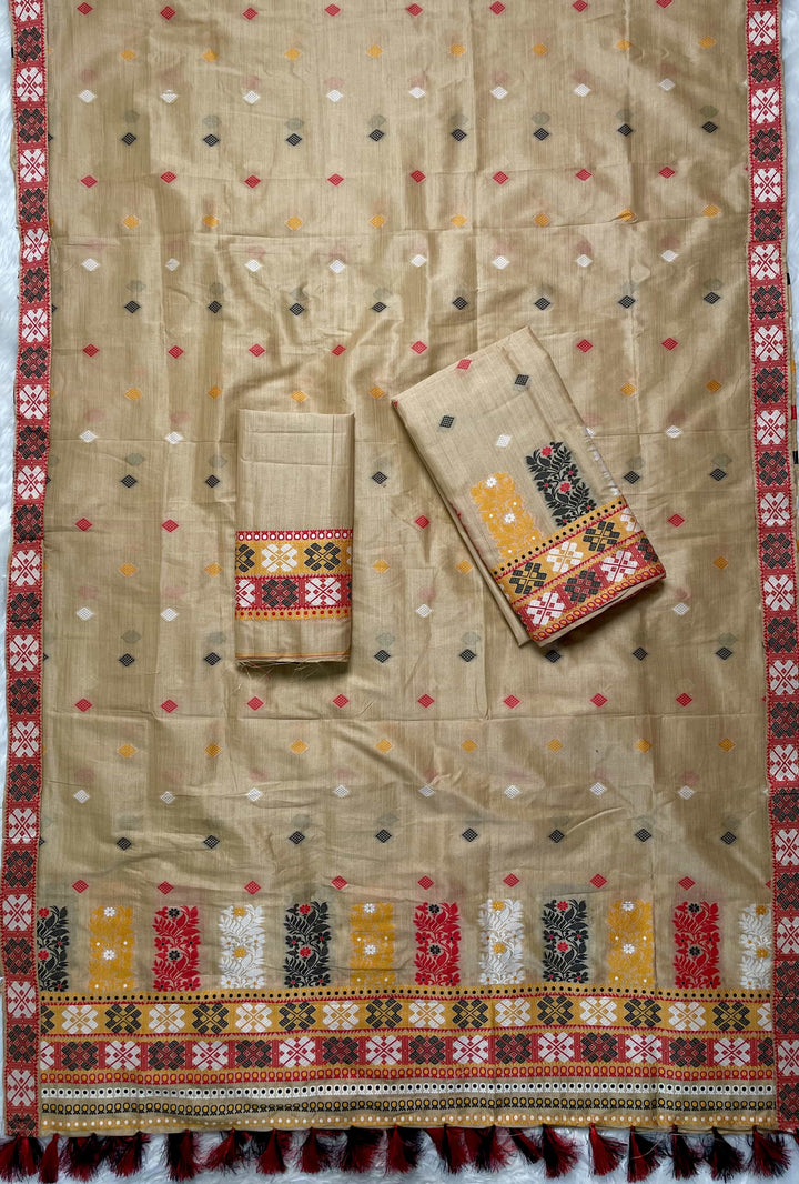 Ready-To-Wear Fixed Pari Bhagalpuri Art Toss* Mekhela Sador