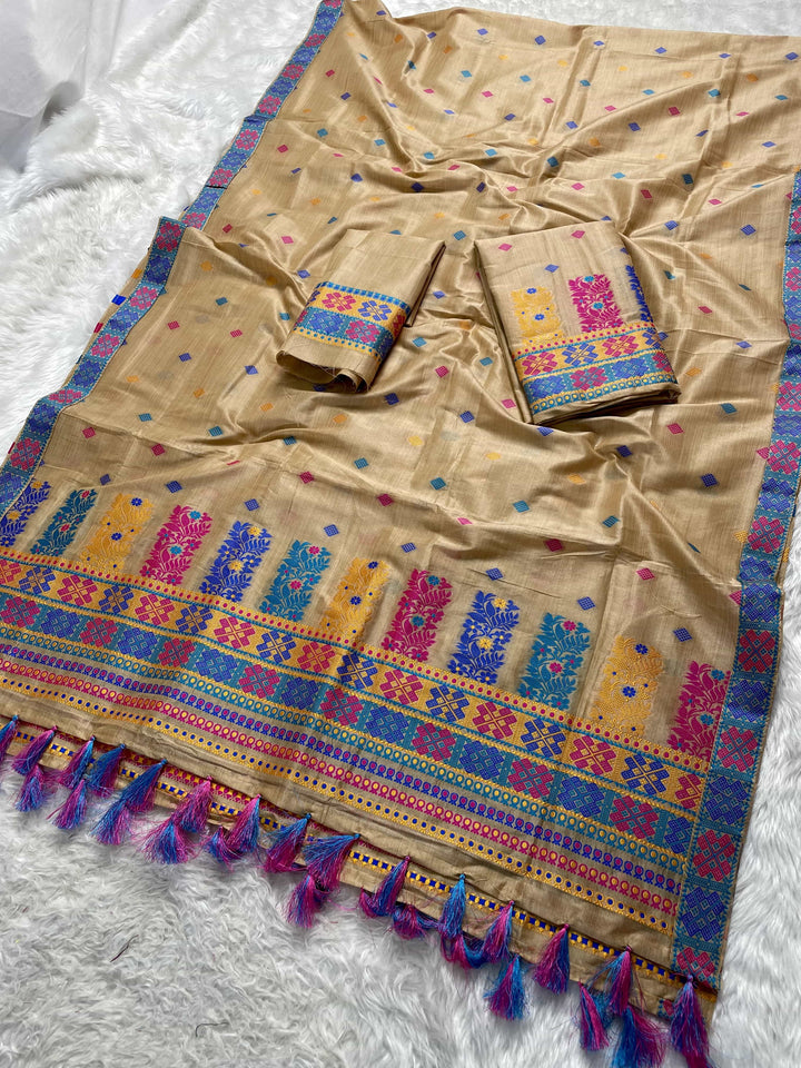 Ready-To-Wear Fixed Pari Bhagalpuri Art Toss* Mekhela Sador