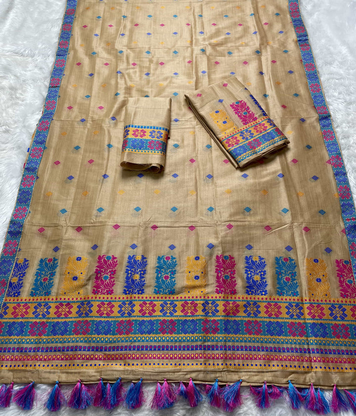 Ready-To-Wear Fixed Pari Bhagalpuri Art Toss* Mekhela Sador