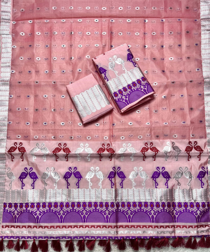 Ready-To-Wear Silver Jari Premium Poly Mekhela Art-Nuni Sador