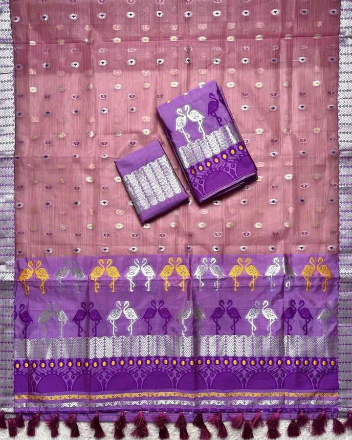 Ready-To-Wear Silver Jari Premium Poly Mekhela Art-Nuni Sador