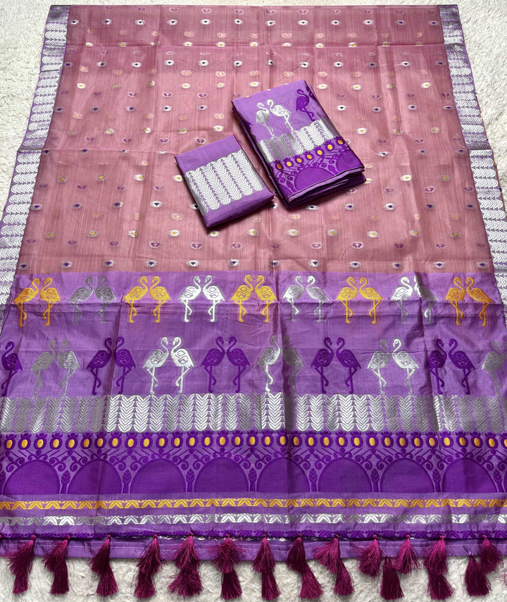 Ready-To-Wear Silver Jari Premium Poly Mekhela Art-Nuni Sador