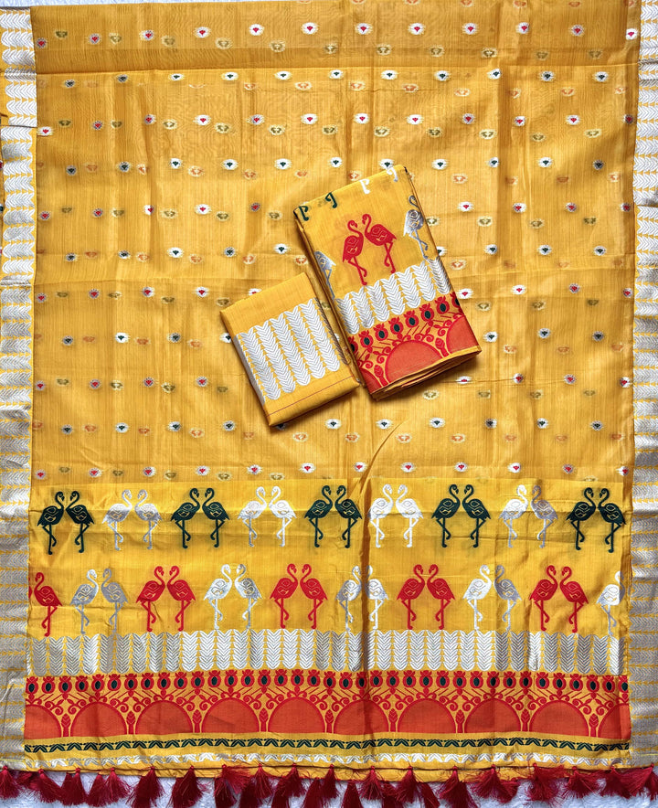 Ready-To-Wear Silver Jari Premium Poly Mekhela Art-Nuni Sador
