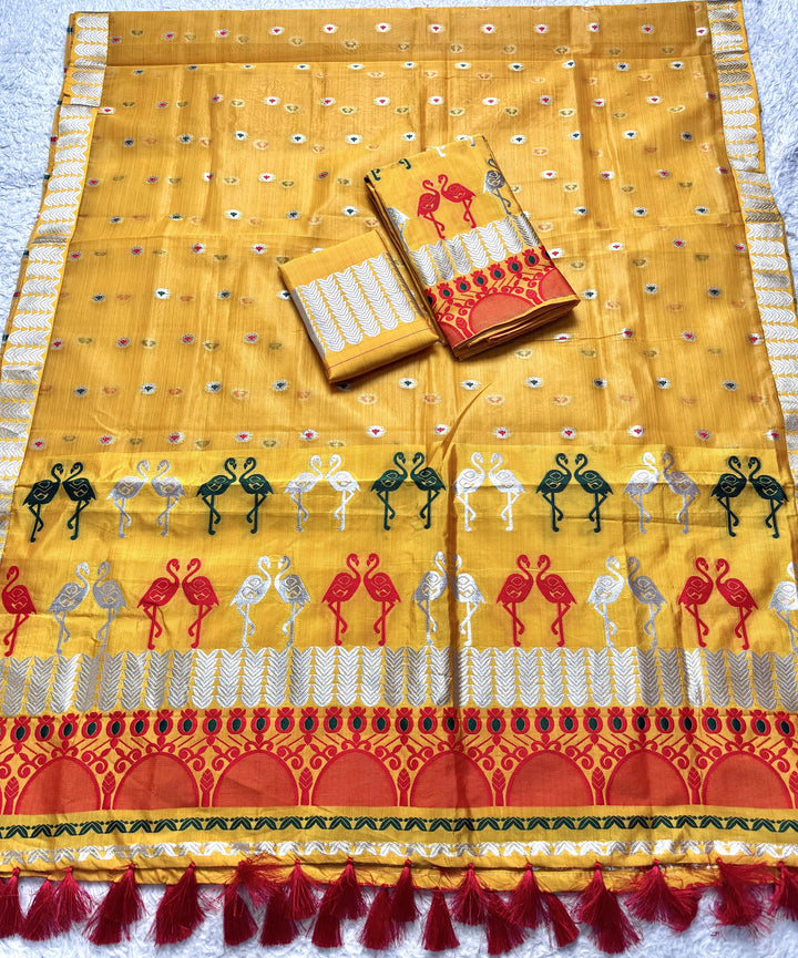 Ready-To-Wear Silver Jari Premium Poly Mekhela Art-Nuni Sador