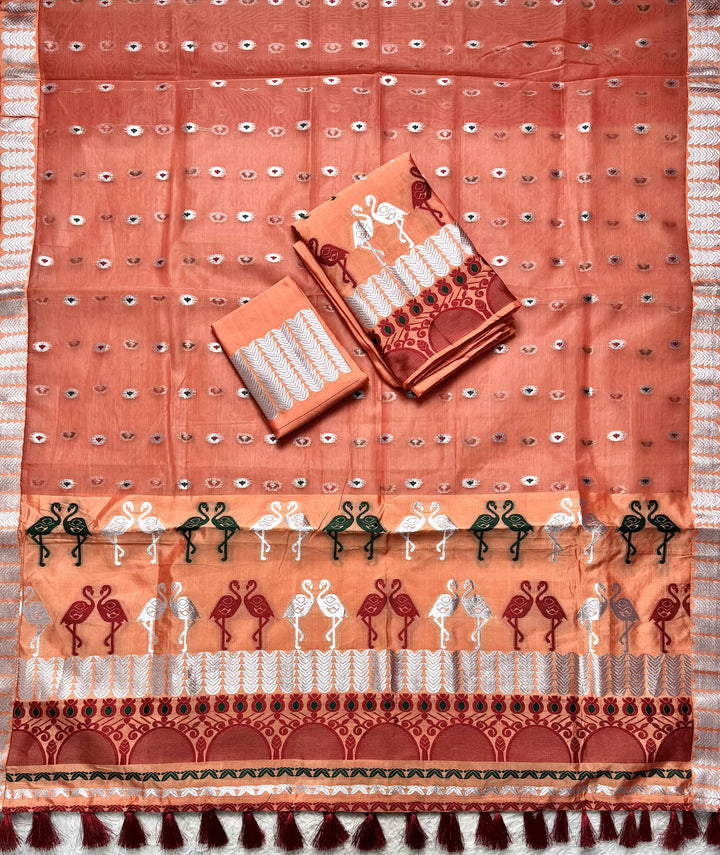 Ready-To-Wear Silver Jari Premium Poly Mekhela Art-Nuni Sador