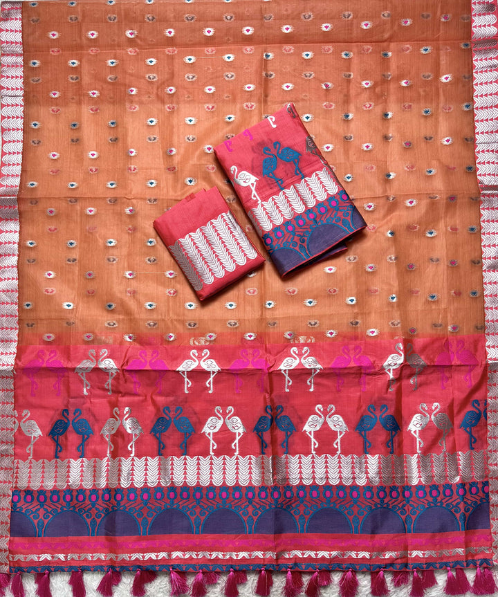Ready-To-Wear Silver Jari Premium Poly Mekhela Art-Nuni Sador