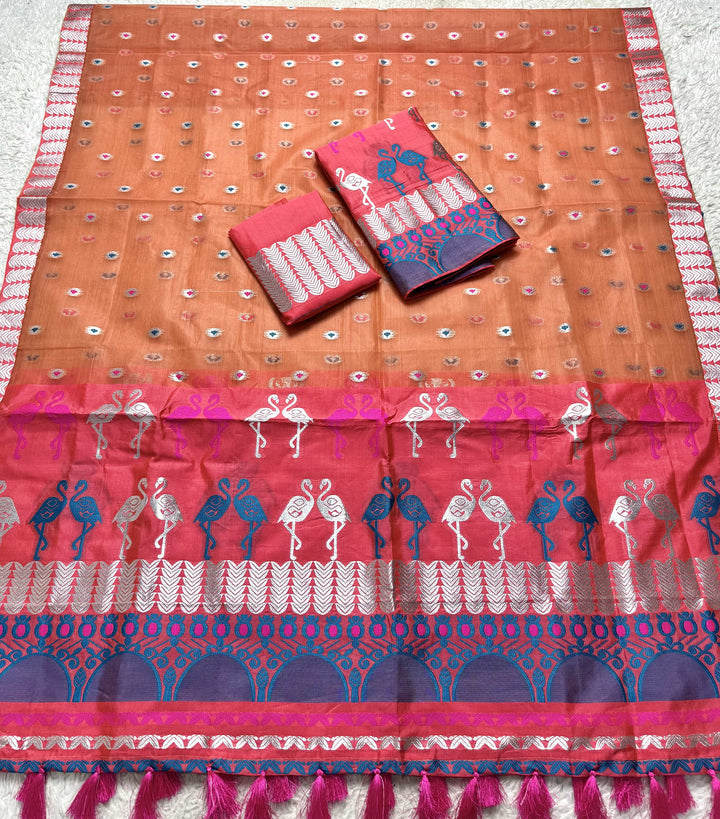 Ready-To-Wear Silver Jari Premium Poly Mekhela Art-Nuni Sador