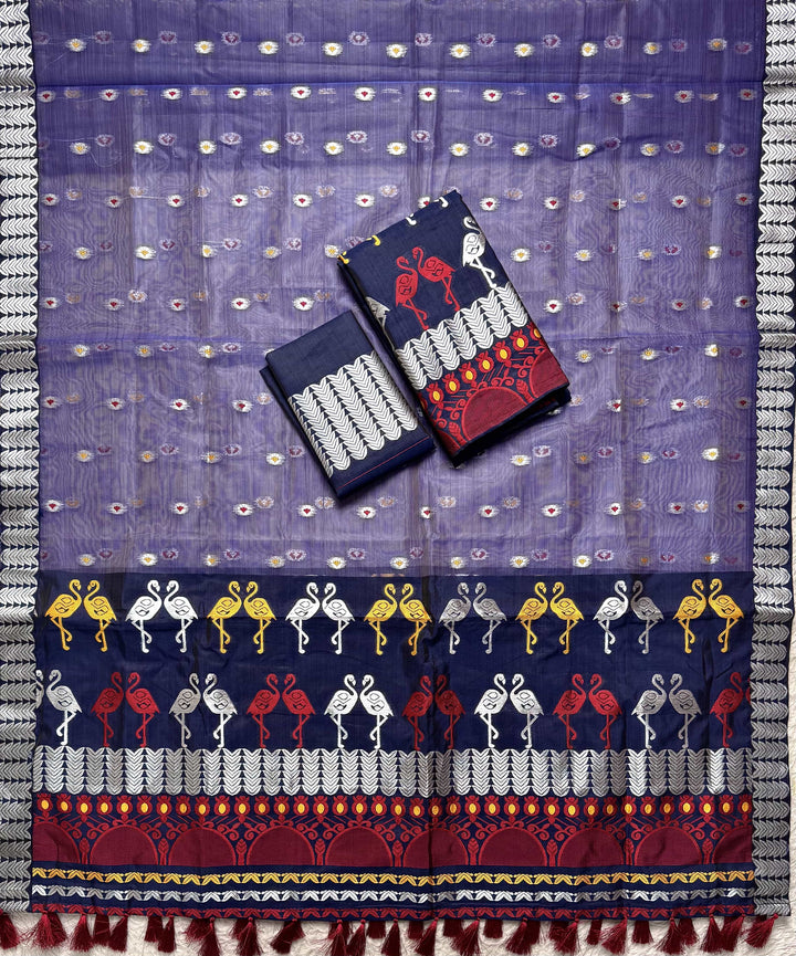 Ready-To-Wear Silver Jari Premium Poly Mekhela Art-Nuni Sador