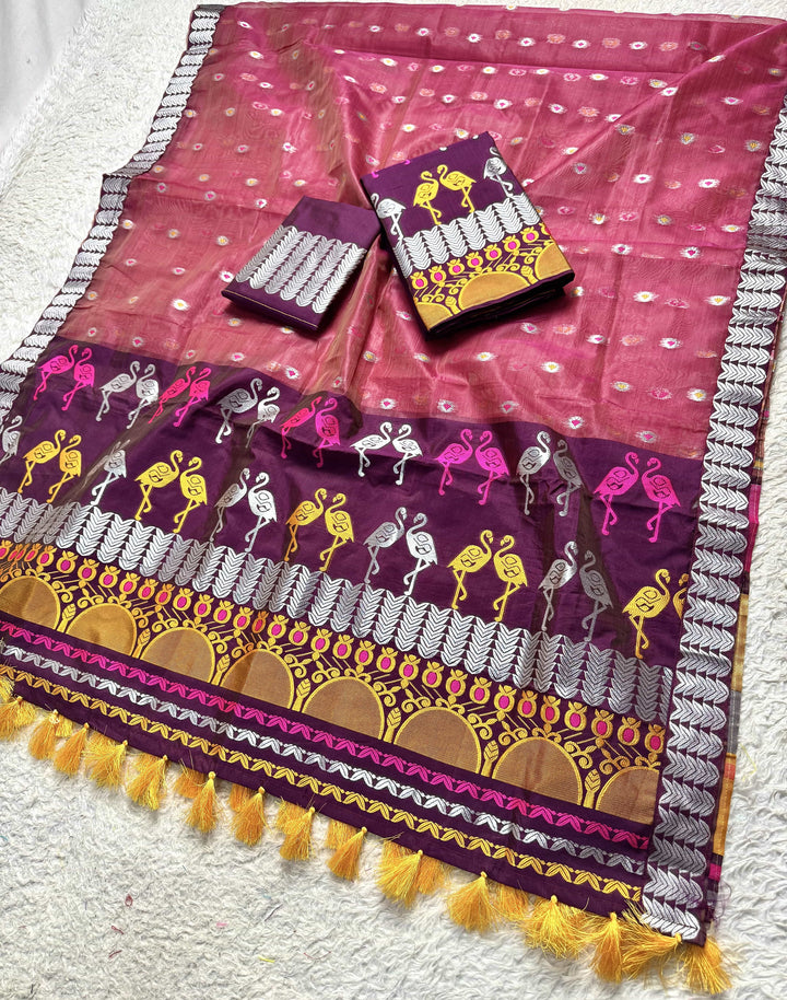 Ready-To-Wear Silver Jari Premium Poly Mekhela Art-Nuni Sador