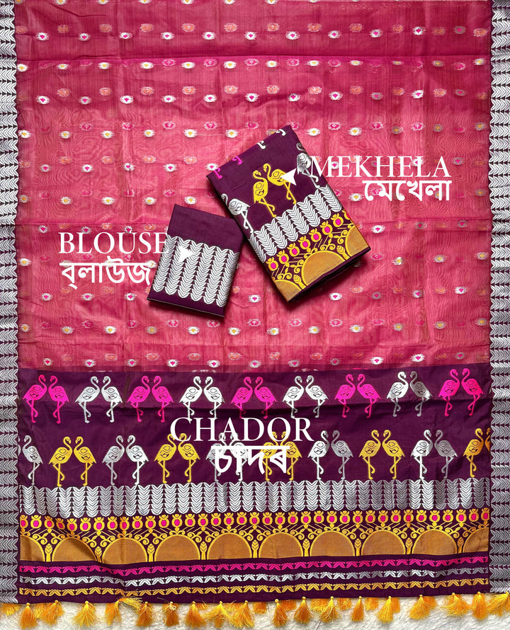 Ready-To-Wear Silver Jari Premium Poly Mekhela Art-Nuni Sador