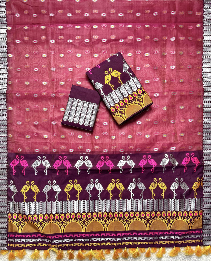 Ready-To-Wear Silver Jari Premium Poly Mekhela Art-Nuni Sador