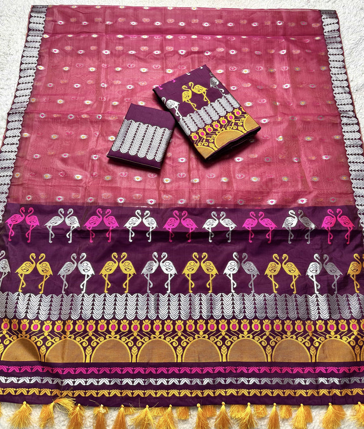 Ready-To-Wear Silver Jari Premium Poly Mekhela Art-Nuni Sador