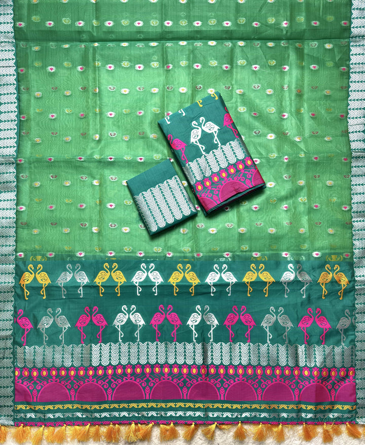 Ready-To-Wear Silver Jari Premium Poly Mekhela Art-Nuni Sador