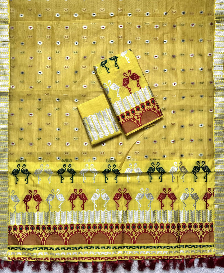 Ready-To-Wear Silver Jari Premium Poly Mekhela Art-Nuni Sador