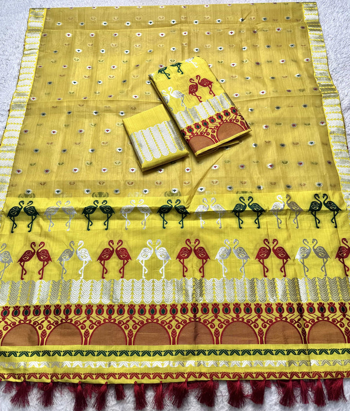 Ready-To-Wear Silver Jari Premium Poly Mekhela Art-Nuni Sador