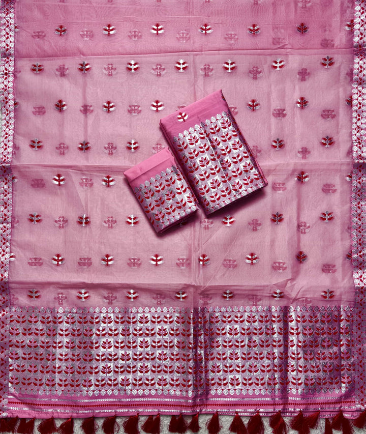Ready-To-Wear Silver Jari Premium Poly Mekhela Art-Nuni Sador