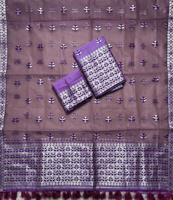Ready-To-Wear Silver Jari Premium Poly Mekhela Art-Nuni Sador