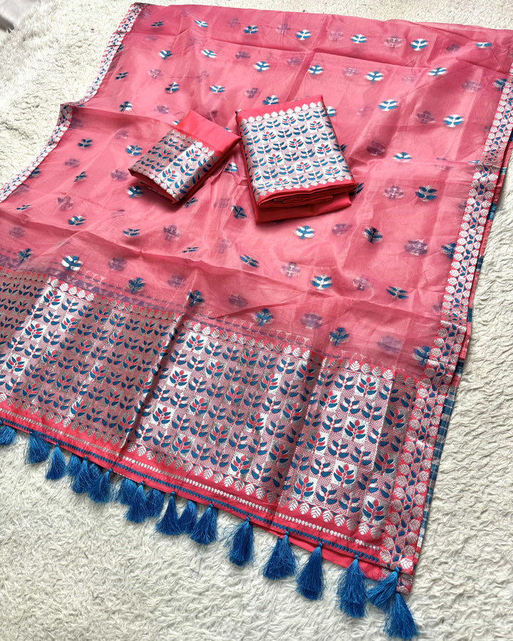 Ready-To-Wear Silver Jari Premium Poly Mekhela Art-Nuni Sador