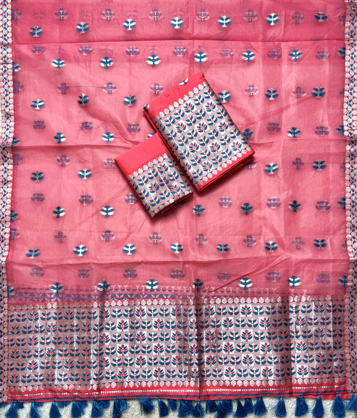 Ready-To-Wear Silver Jari Premium Poly Mekhela Art-Nuni Sador