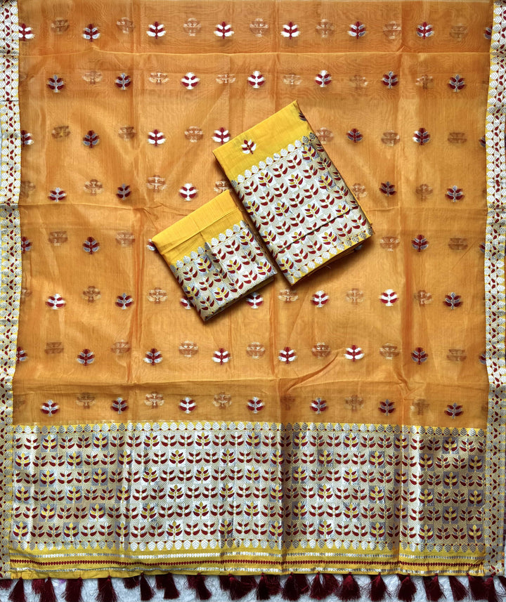 Ready-To-Wear Silver Jari Premium Poly Mekhela Art-Nuni Sador