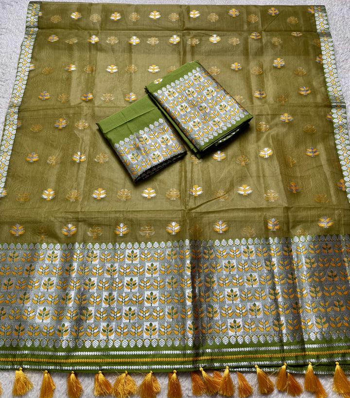 Ready-To-Wear Silver Jari Premium Poly Mekhela Art-Nuni Sador