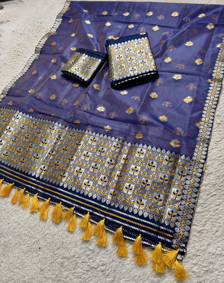 Ready-To-Wear Silver Jari Premium Poly Mekhela Art-Nuni Sador