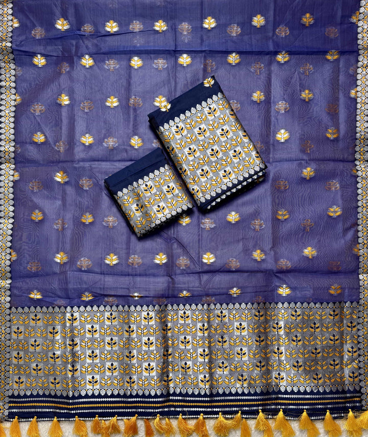 Ready-To-Wear Silver Jari Premium Poly Mekhela Art-Nuni Sador