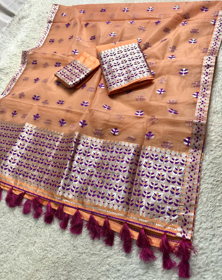 Ready-To-Wear Silver Jari Premium Poly Mekhela Art-Nuni Sador