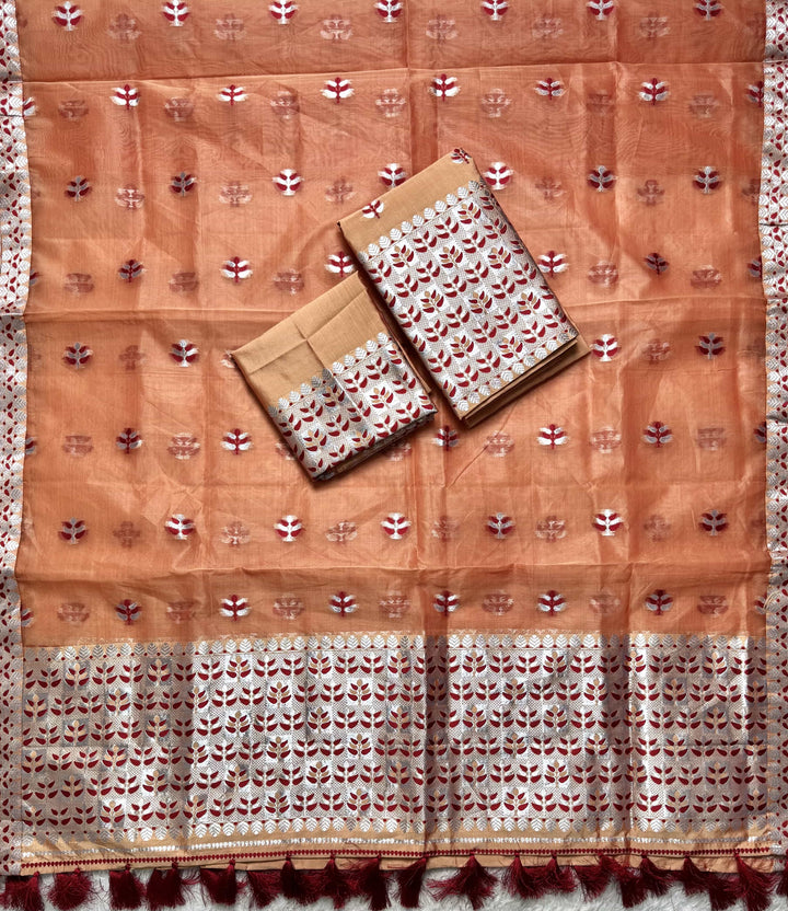 Ready-To-Wear Silver Jari Premium Poly Mekhela Art-Nuni Sador