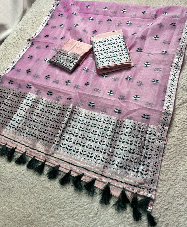 Ready-To-Wear Silver Jari Premium Poly Mekhela Art-Nuni Sador