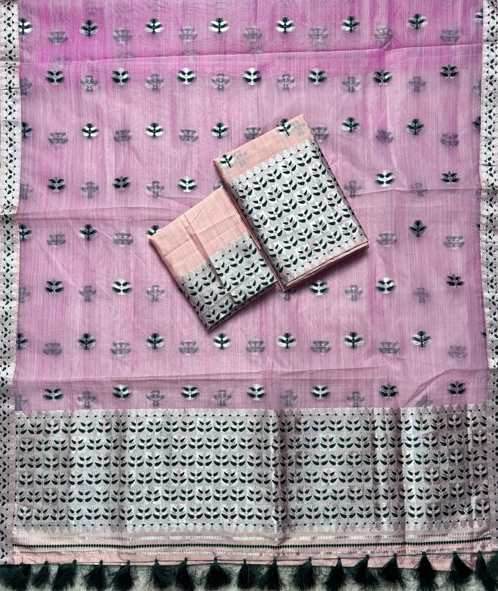 Ready-To-Wear Silver Jari Premium Poly Mekhela Art-Nuni Sador