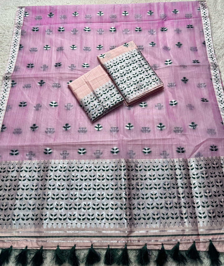 Ready-To-Wear Silver Jari Premium Poly Mekhela Art-Nuni Sador